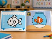 Página interna com atividade de peixes